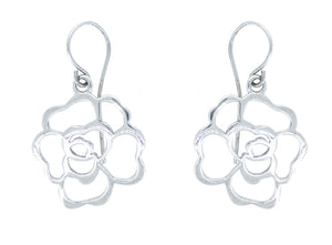 Dangling Silver Flower Earrings