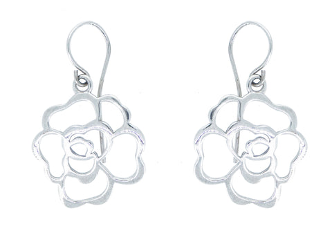 Dangling Silver Flower Earrings