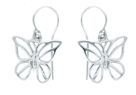 Dangling Silver Butterfly Earrings