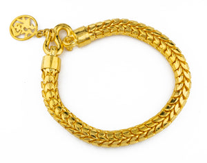 24K Gold Dragon Tail Bracelet with Luck Charm 7"