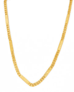 24K Gold Cuban Link and Bar Chain Necklace (TD1834)
